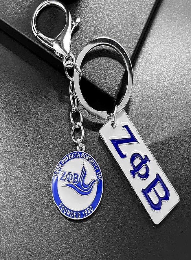 muiot Fashion metal plating sorority society ZETA ZPB letter label Nameplate dove 1920 Pendant Keychain Long key chain - Image 3